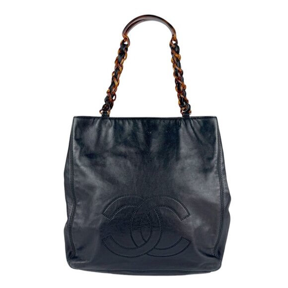 CHANEL Black Leather Shoulder Bag - Picture 1 of 5